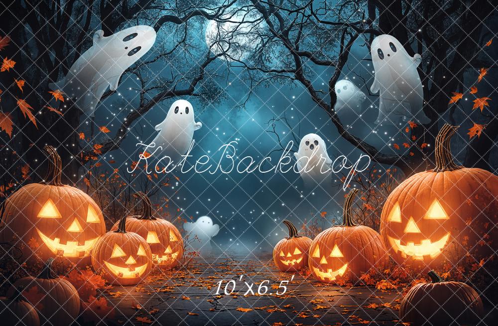Kate Halloween Pumpkins Ghosts Backdrop Designed by Chain - Kate Backdrop AU