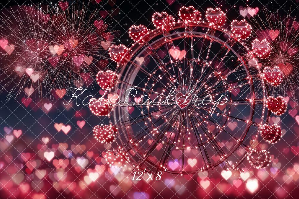 Kate Ferris Wheel Heart Fireworks Bokeh Backdrop Designed by Emetselch