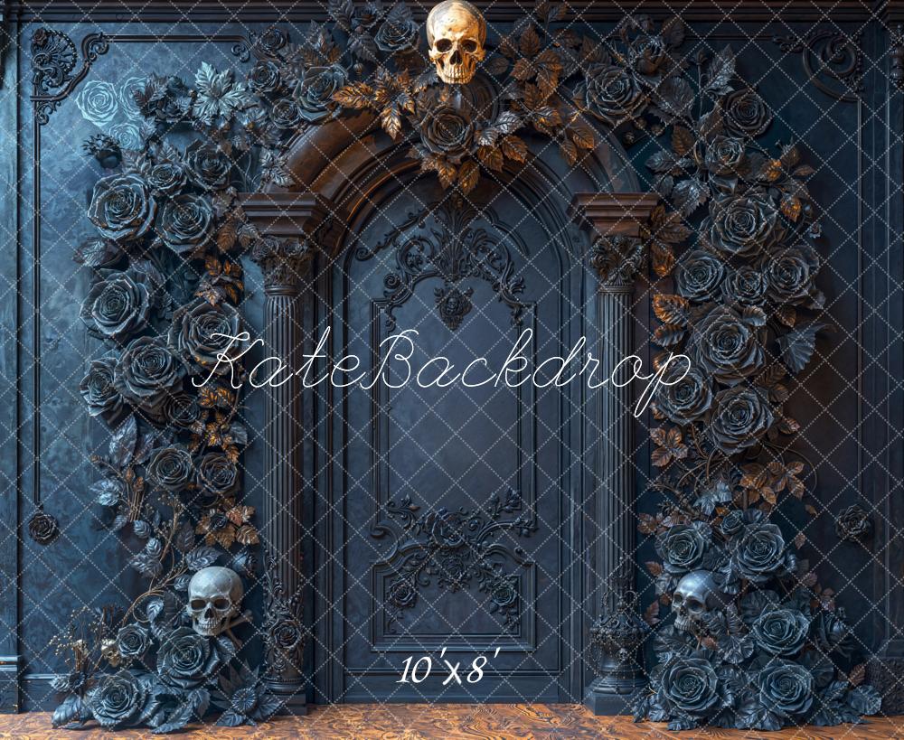 Kate Gothic Skull Rose Arch Fleece Backdrop Designed by Emetselch - Kate Backdrop AU
