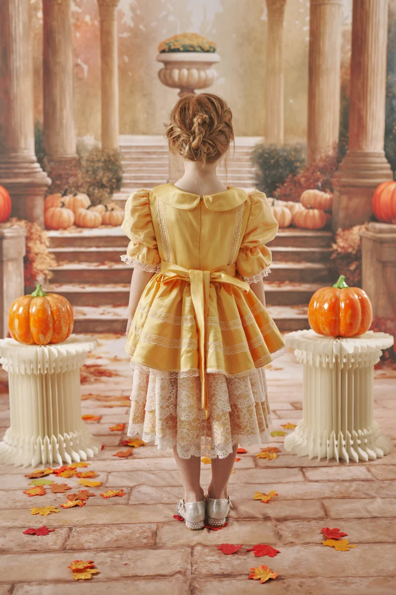 Kate Autumn Pumpkin Color Bow Dress