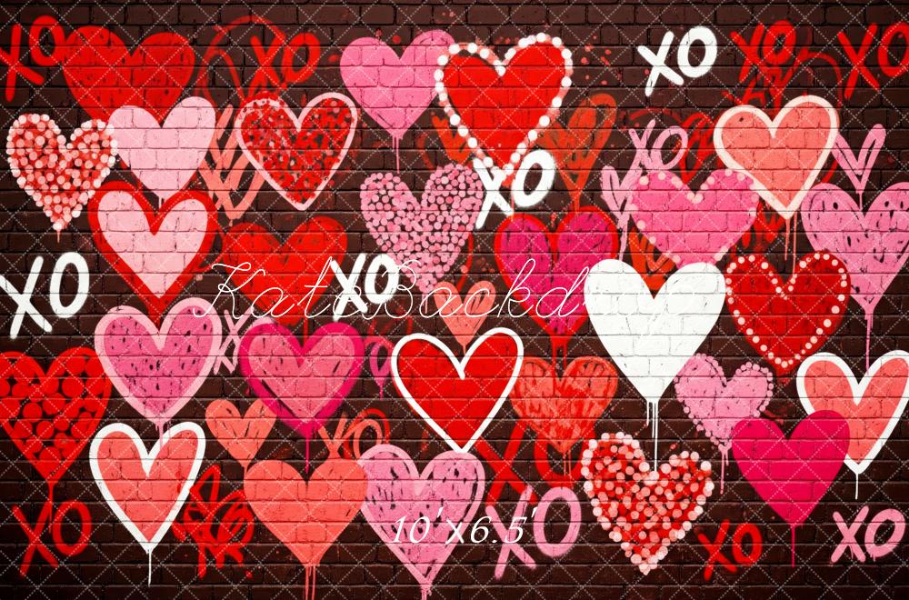 Kate Valentines Hearts Graffiti Wall Backdrop Designed by Patty Roberts