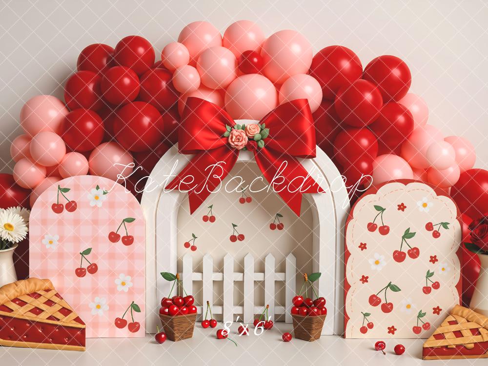 Kate Cherry Balloons Bow Cake Smash Backdrop Designed by Mini MakeBelieve