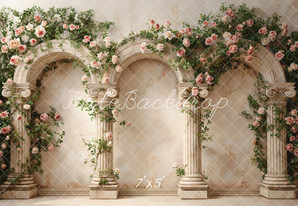 Kate Flower Arch Wedding Columns Backdrop Designed by Emetselch