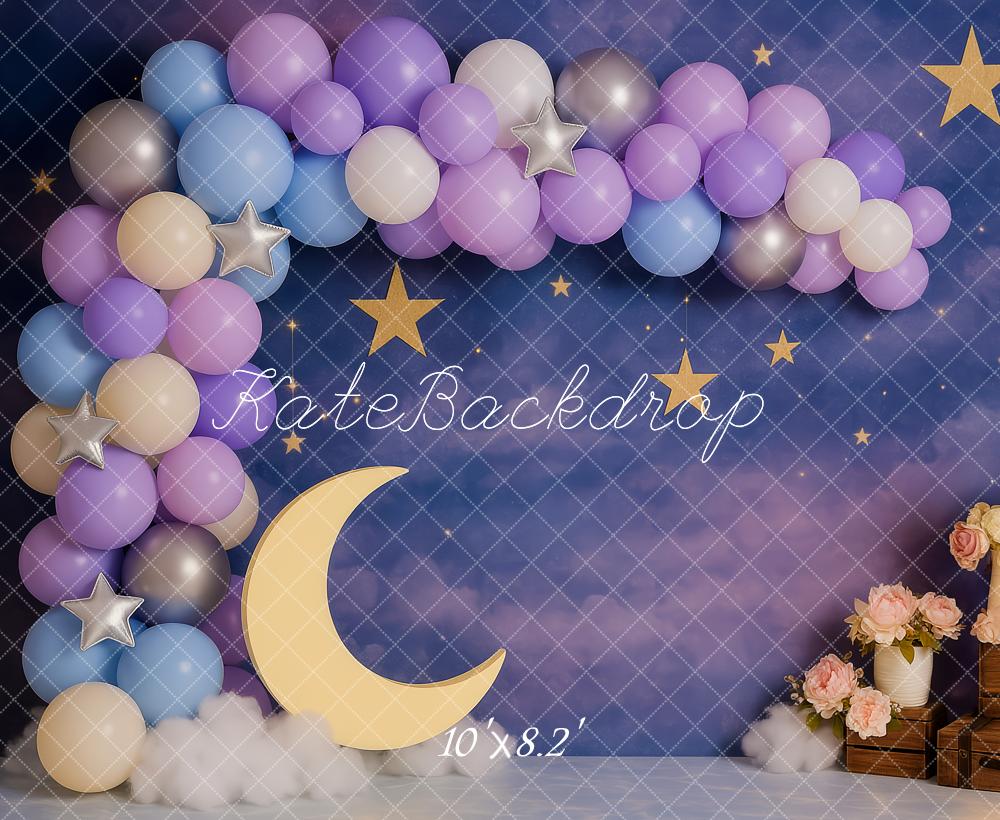 Kate Moon Balloons Stars Clouds Backdrop Designed by Patty Roberts - Kate Backdrop AU