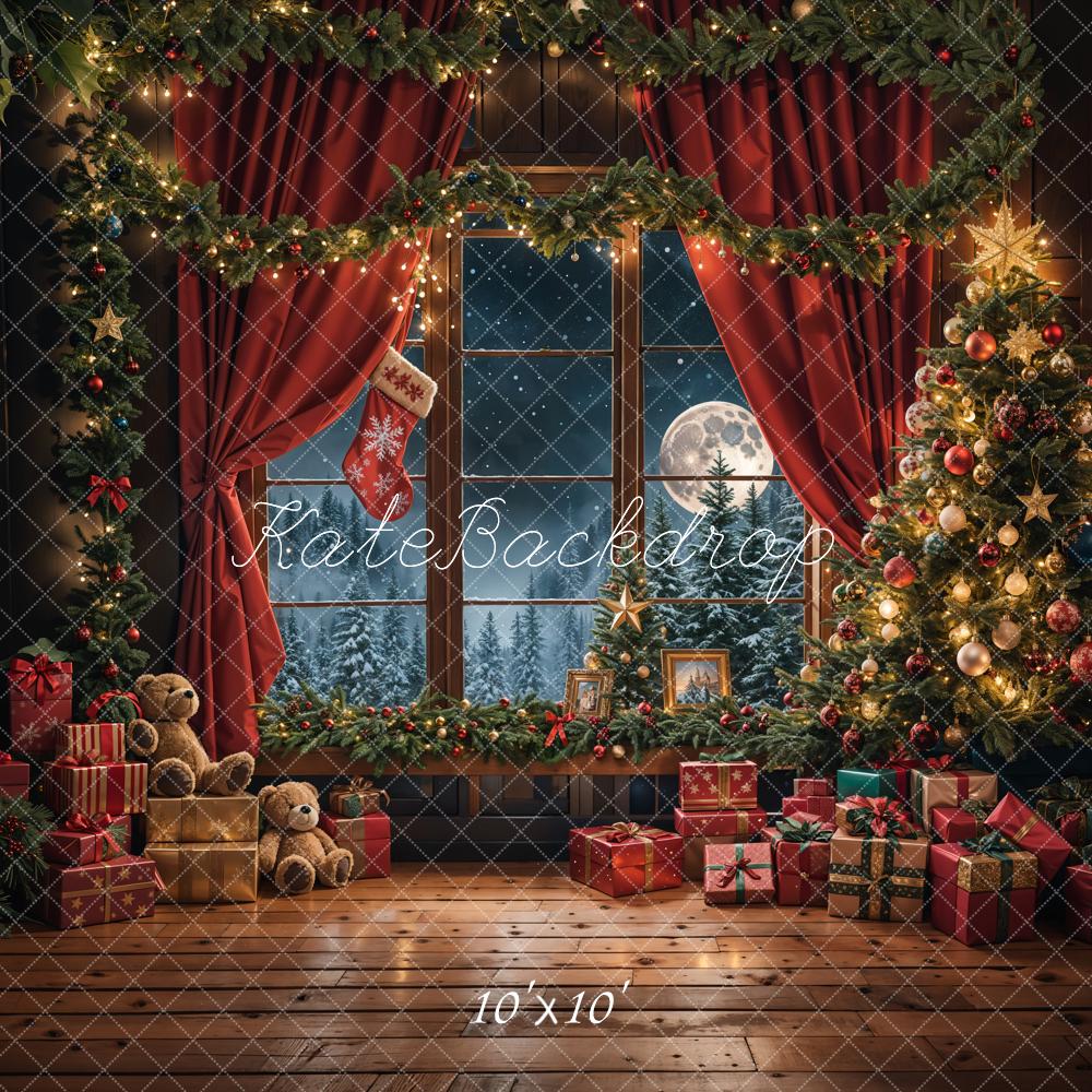 Kate Christmas Tree Gifts Moonlit Window Backdrop Designed by Emetselch