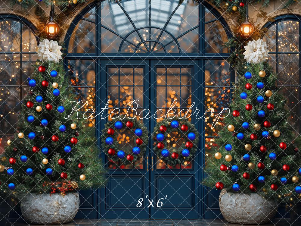 Kate Christmas Trees Wreaths Door Garland Backdrop Designed by Mini MakeBelieve - Kate Backdrop AU