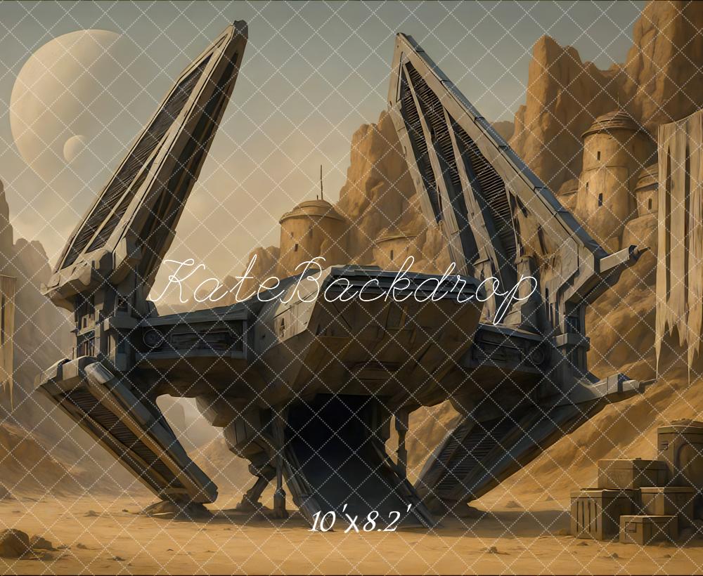Kate Sci Fi Spaceship Rocky Settlement Backdrop Designed by Mini MakeBelieve - Kate Backdrop AU
