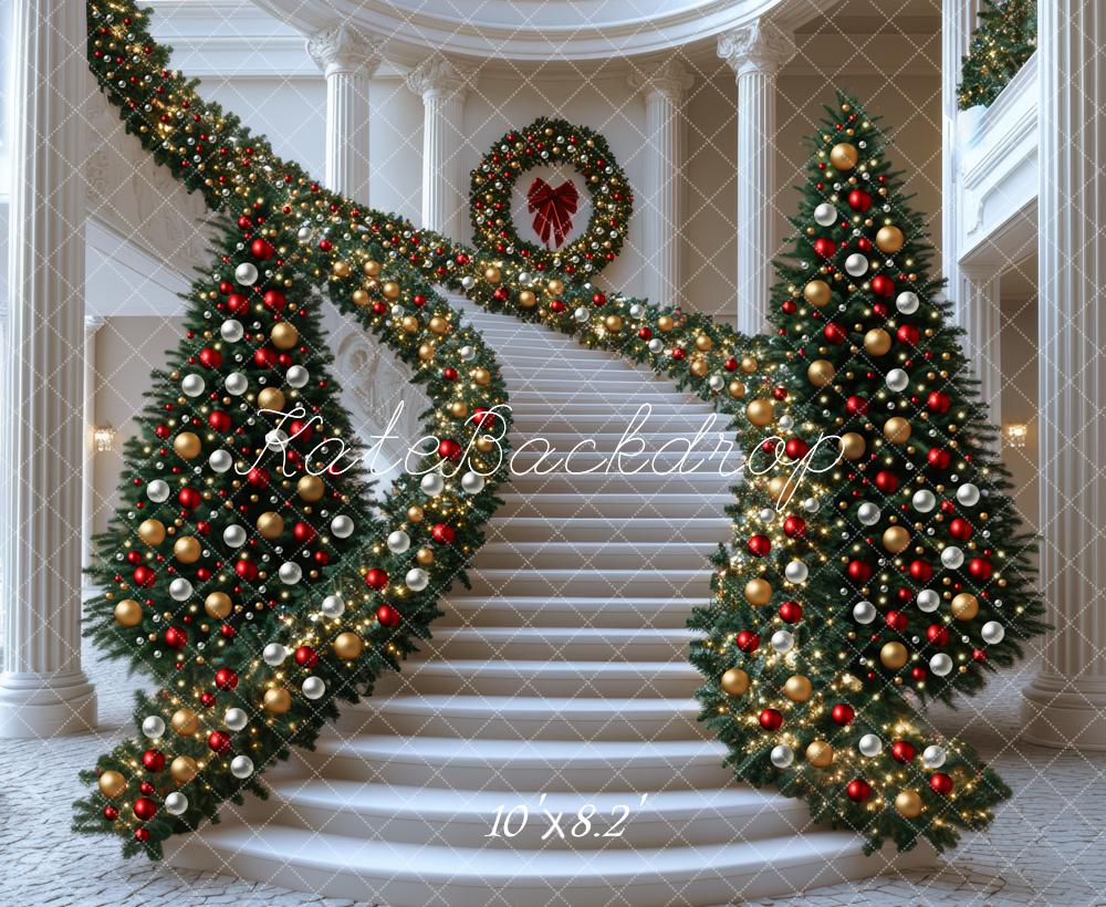 Kate Christmas Cascading Stairs Christmas Trees Backdrop Designed by Mini MakeBelieve - Kate Backdrop AU