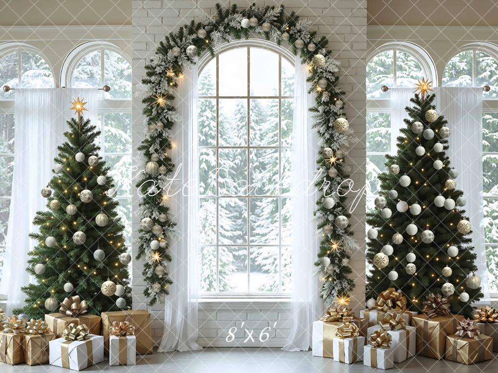 Kate Christmas Trees Arch Window Backdrop Designed by Mini MakeBelieve