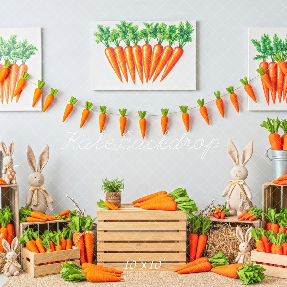 Kate Easter Bunny Carrot Garland Crates Backdrop Designed by Patty Roberts