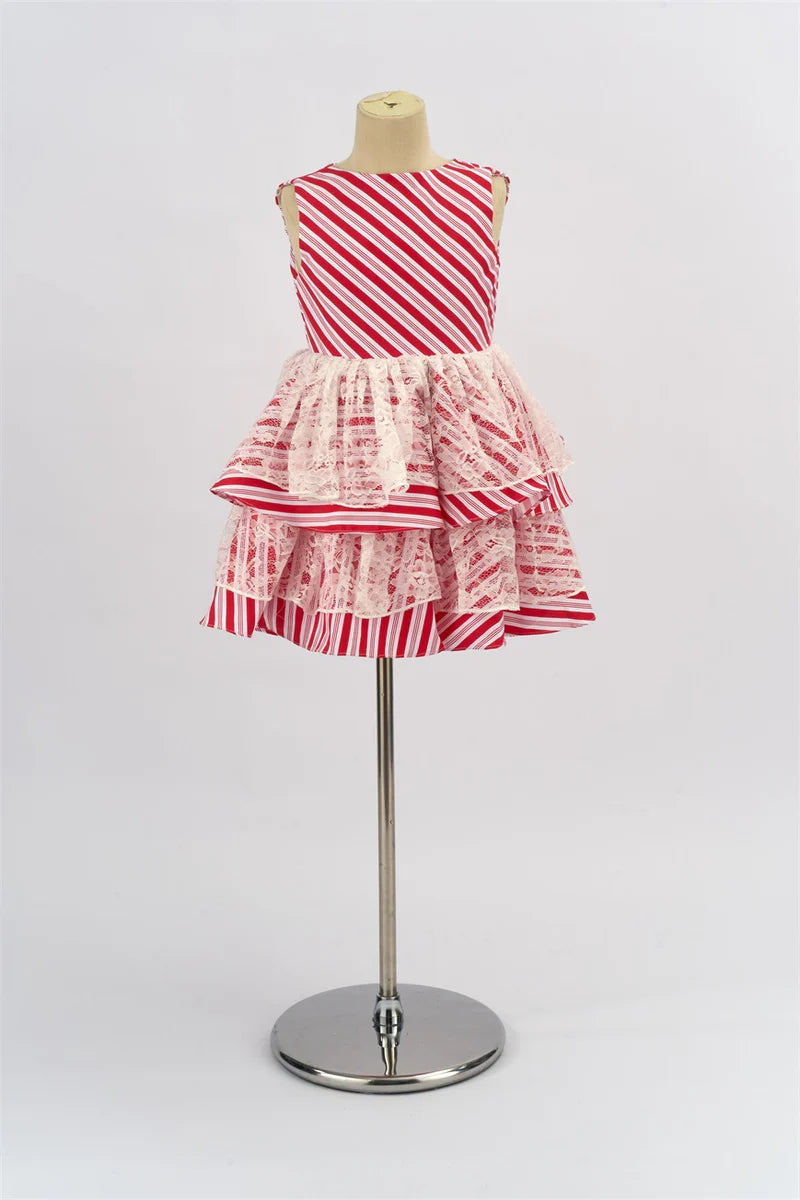 Kate Christmas Candy Cane Red Striped Girls Dress for Photography