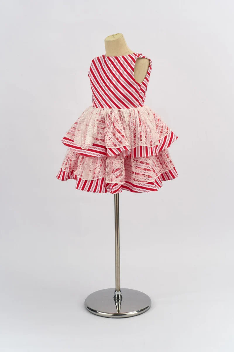Kate Christmas Candy Cane Red Striped Girls Dress for Photography