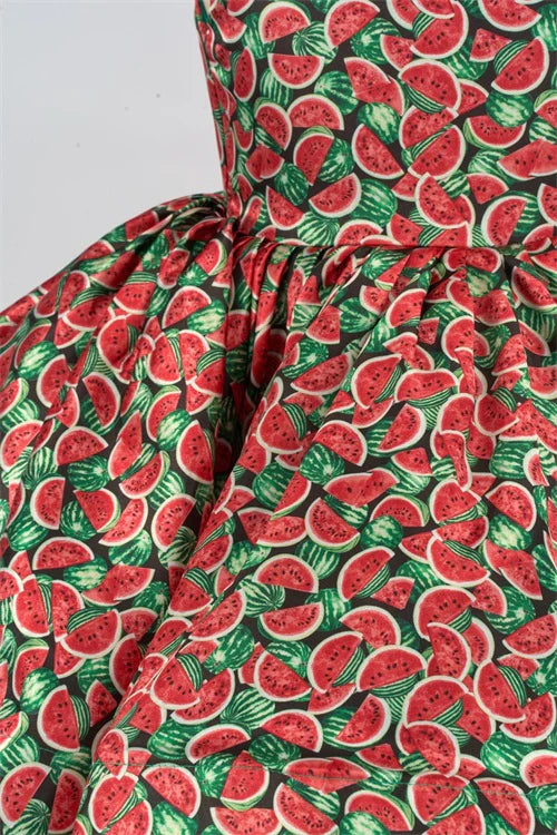 Kate Printed Red Green Watermelon Pattern Girls Dress for Photography