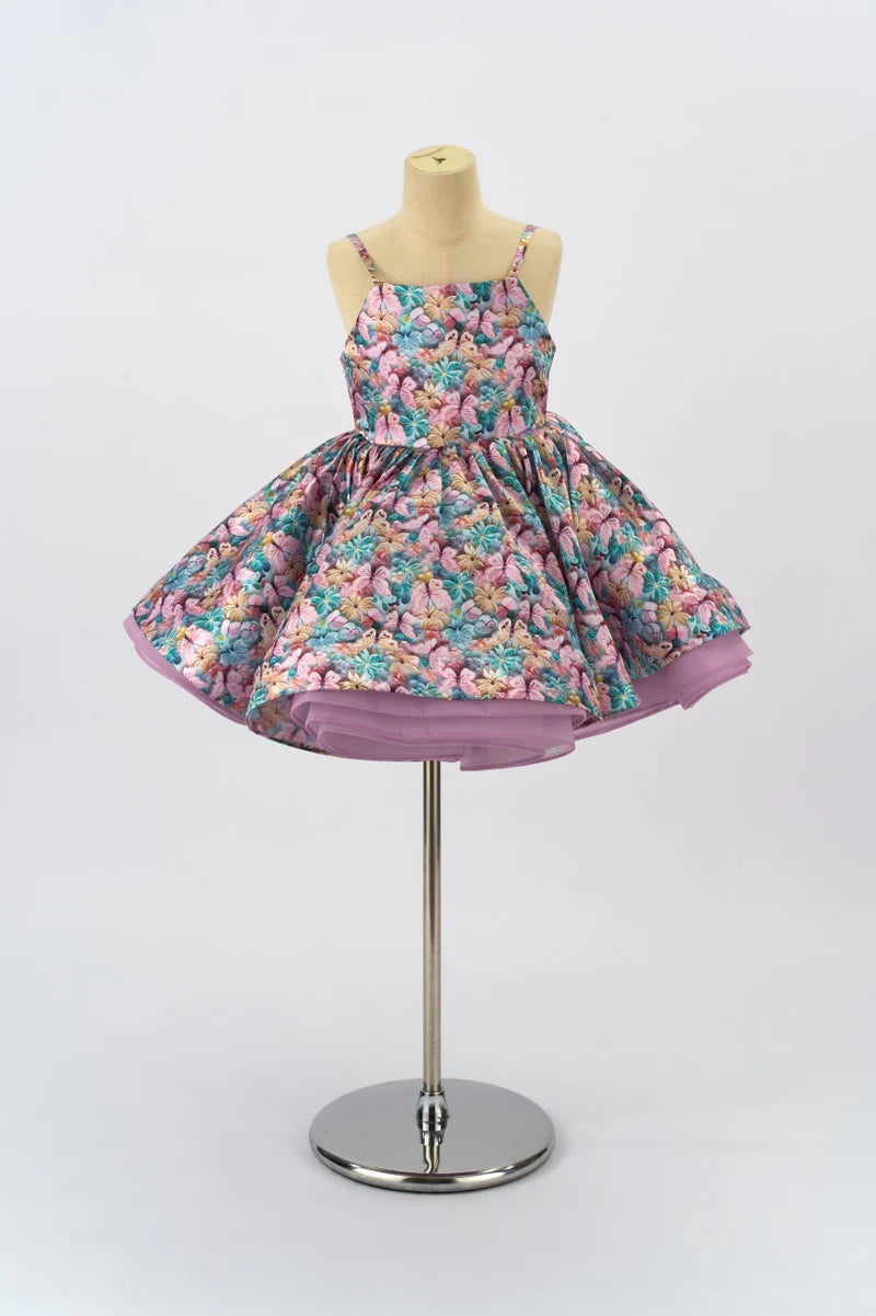 Kate Printed Purple Butterfly Girls Dress for Photography