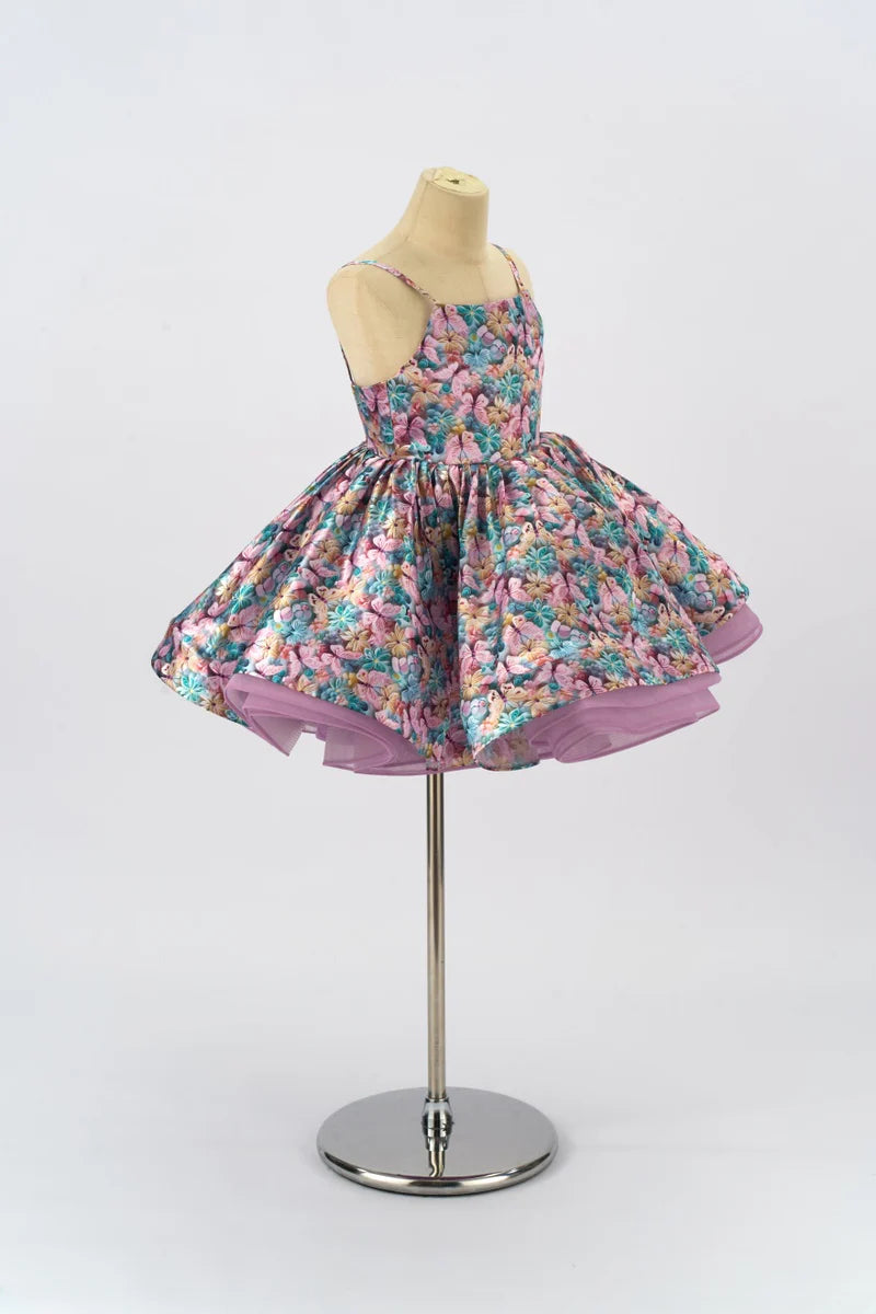 Kate Printed Purple Butterfly Girls Dress for Photography