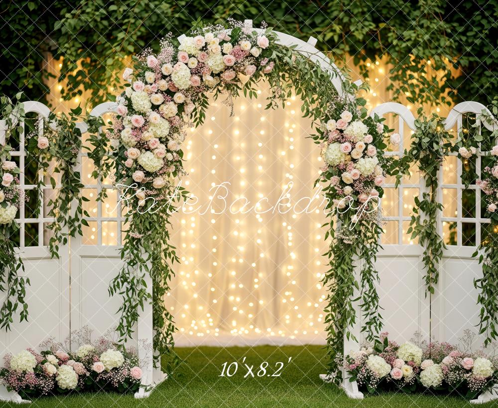 Kate Flower Arch Wedding Lights Backdrop Designed by Patty Roberts