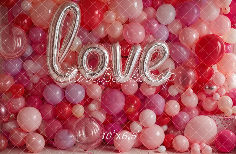 Kate Love Silver Pink Balloons Fleece Backdrop Designed by Emetselch - Kate Backdrop AU