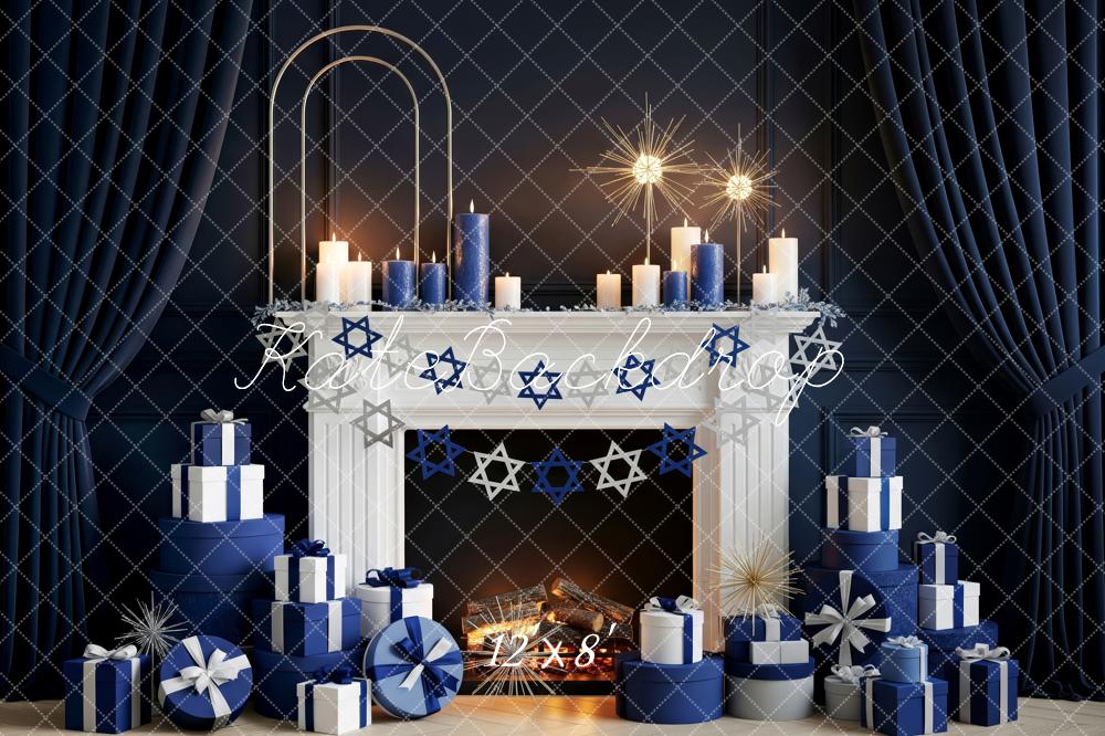 Kate Hanukkah Fireplace Candles Star Decorations Backdrop Designed by Patty Roberts