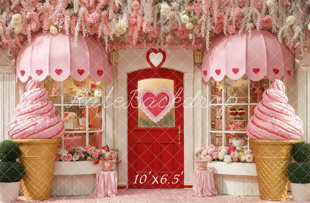 Kate Ice Cream Shop Pink Valentine's Day Backdrop Designed by Chain
