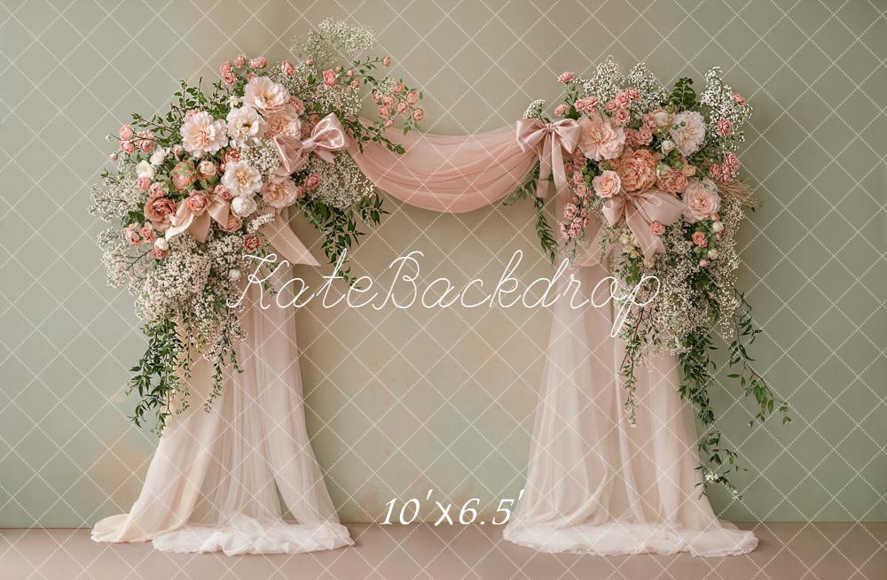 Kate Flower Arch Pink Drapes Backdrop Designed by Emetselch