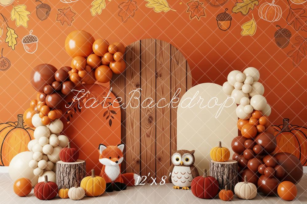 Kate Autumn Party Fox Owl Balloons Backdrop Designed by Patty Roberts