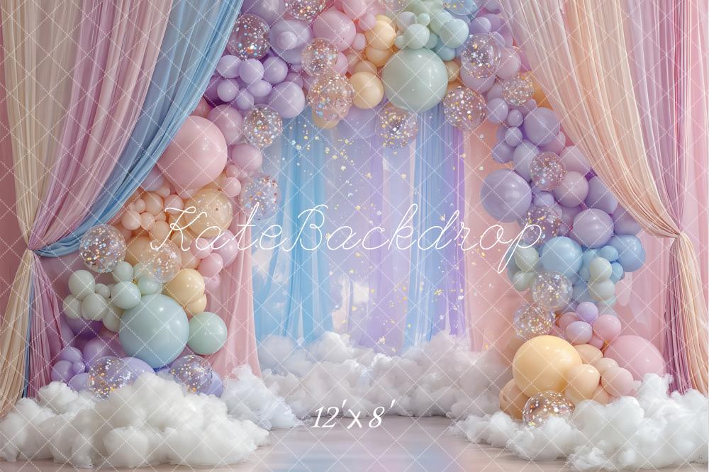 Kate Balloon Clouds Cake Smash Backdrop Designed by Ashley Paul