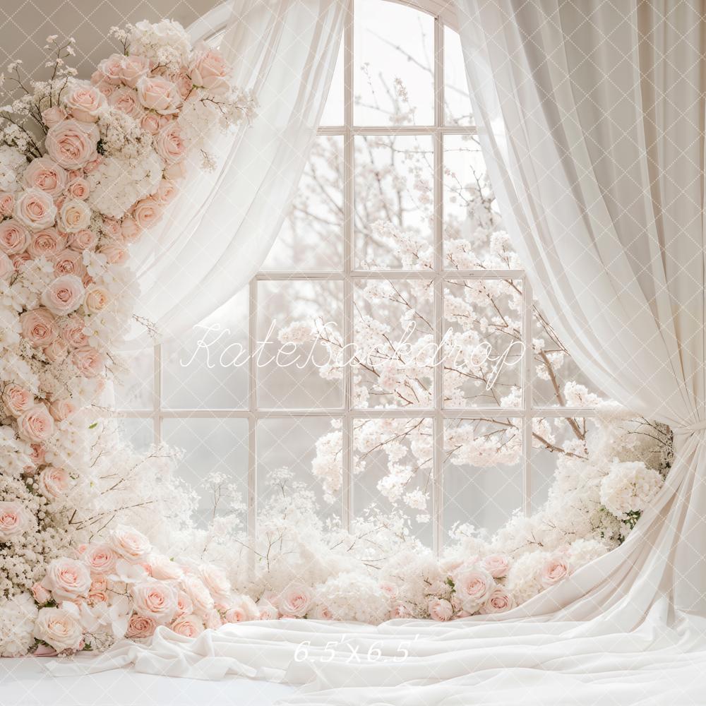 Kate Spring Flower Window Curtains Backdrop Designed by Emetselch