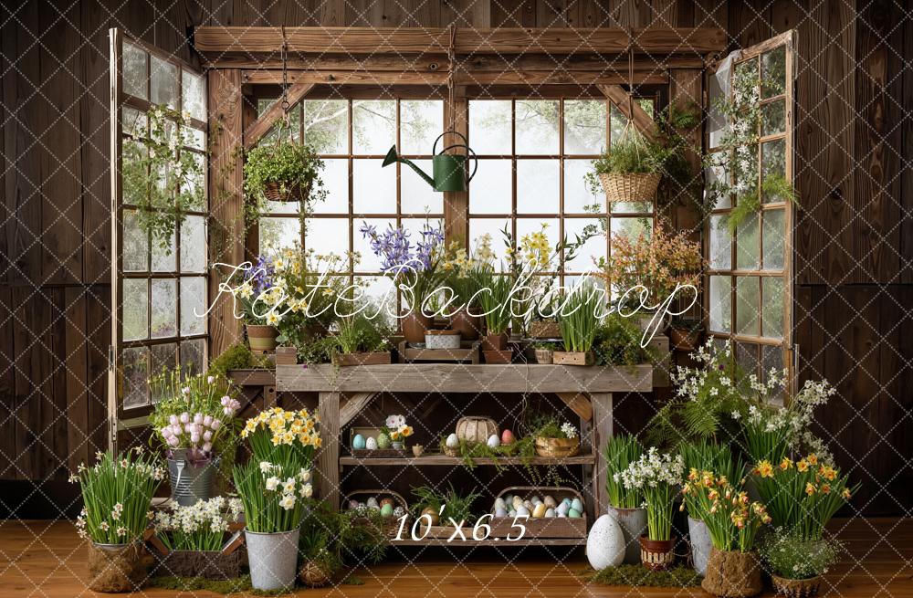 Kate Easter Eggs Flower Pots Windows Backdrop Designed by Emetselch