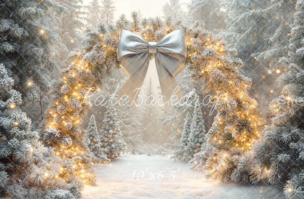 Kate Christmas Snowy Arch Pine Trees Backdrop Designed by Emetselch - Kate Backdrop AU
