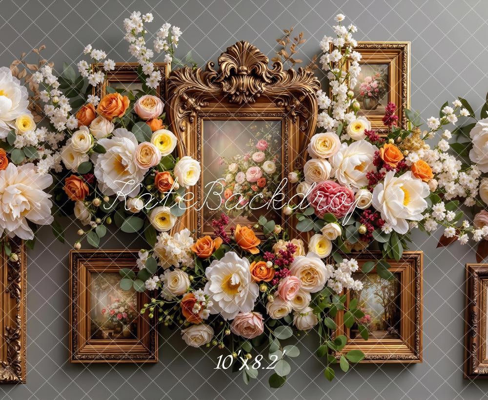Kate Flower Ornate Frames Floral Backdrop Designed by Mini MakeBelieve