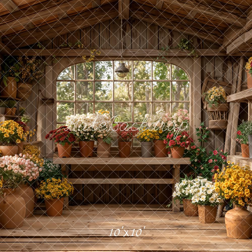Kate Flower Pots Rustic Greenhouse Backdrop Designed by Emetselch