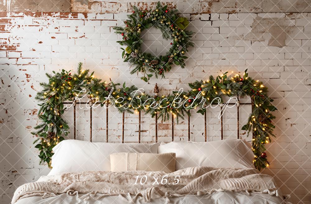 Kate Christmas Headboard Brick Wall Backdrop Designed by Emetselch - Kate Backdrop AU