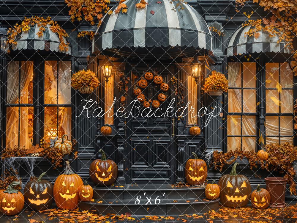 Kate Halloween Pumpkins Autumn House Backdrop Designed by Emetselch - Kate Backdrop AU