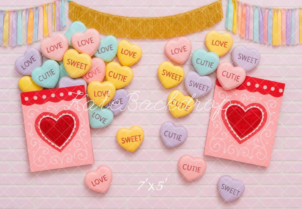 Kate Valentine Heart Candy Pink Backdrop Designed by Mini MakeBelieve