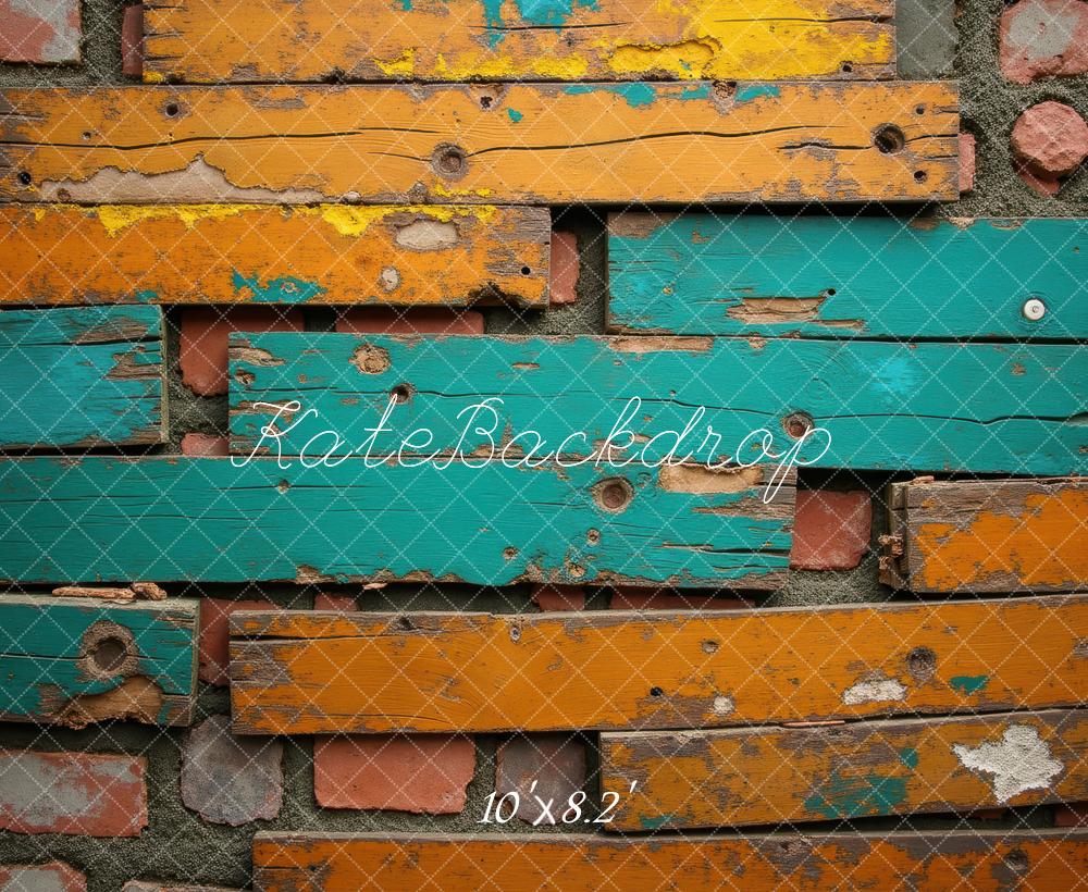 Kate Vintage Wall Brick Timber Backdrop Designed by Laura Bybee - Kate Backdrop AU