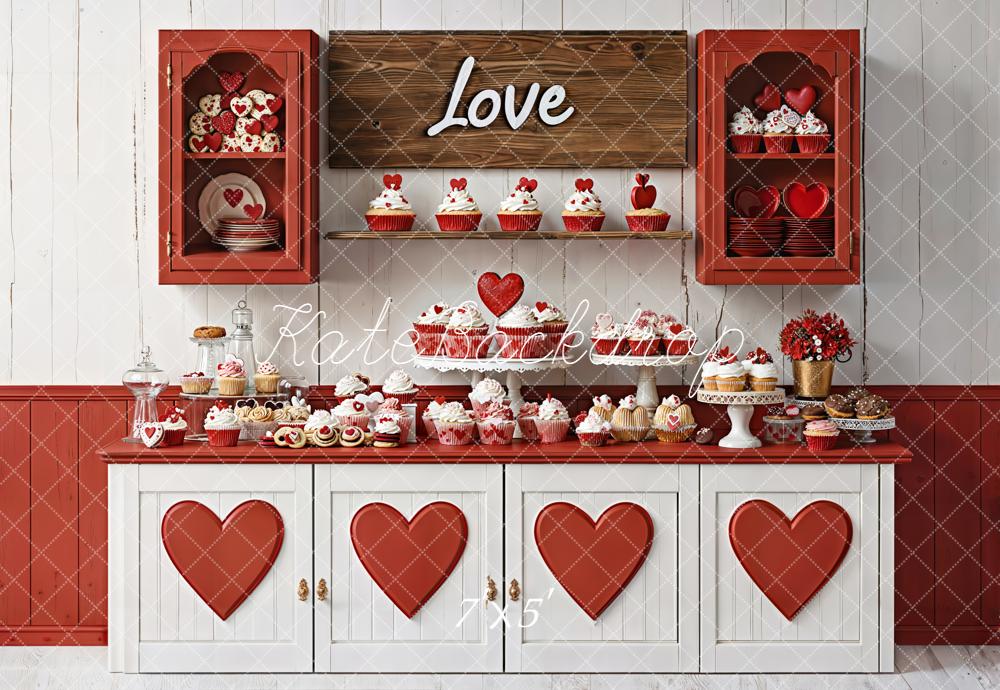 Kate Love Hearts Cupcakes Cabinet Backdrop Designed by Emetselch - Kate Backdrop AU
