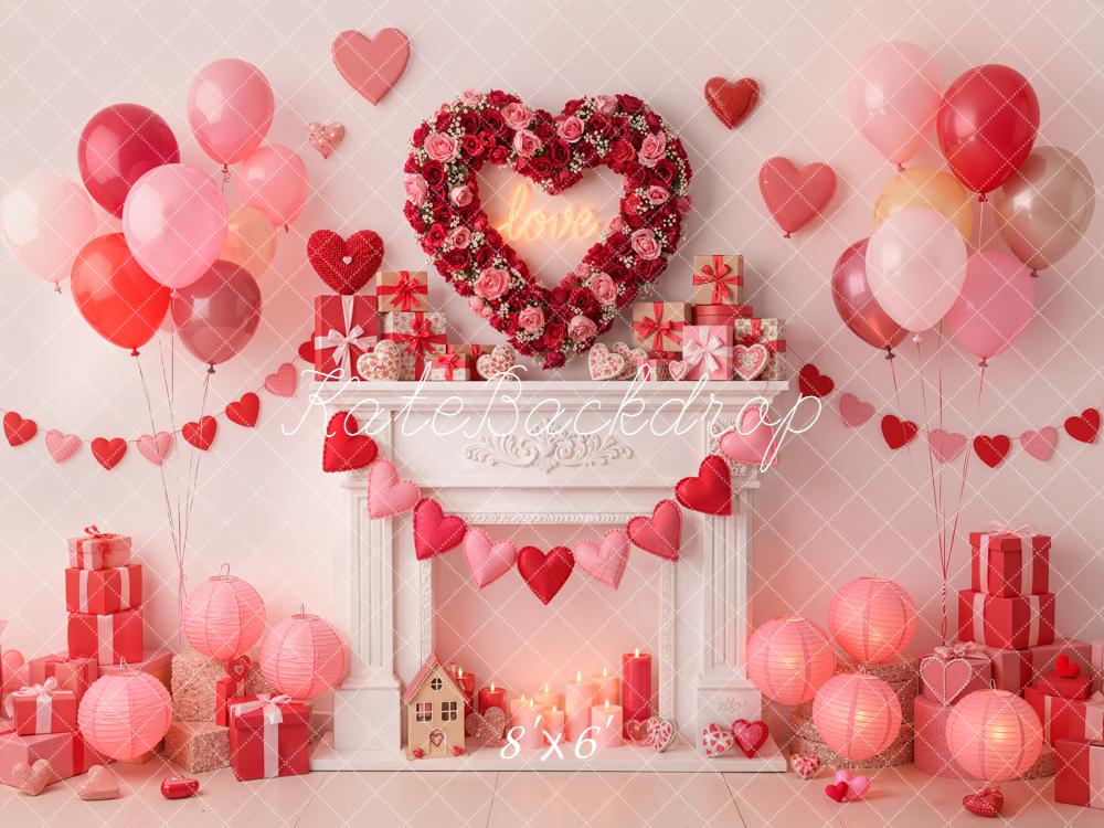 Kate Valentine Heart Balloons Gifts Backdrop Designed by Emetselch - Kate Backdrop AU