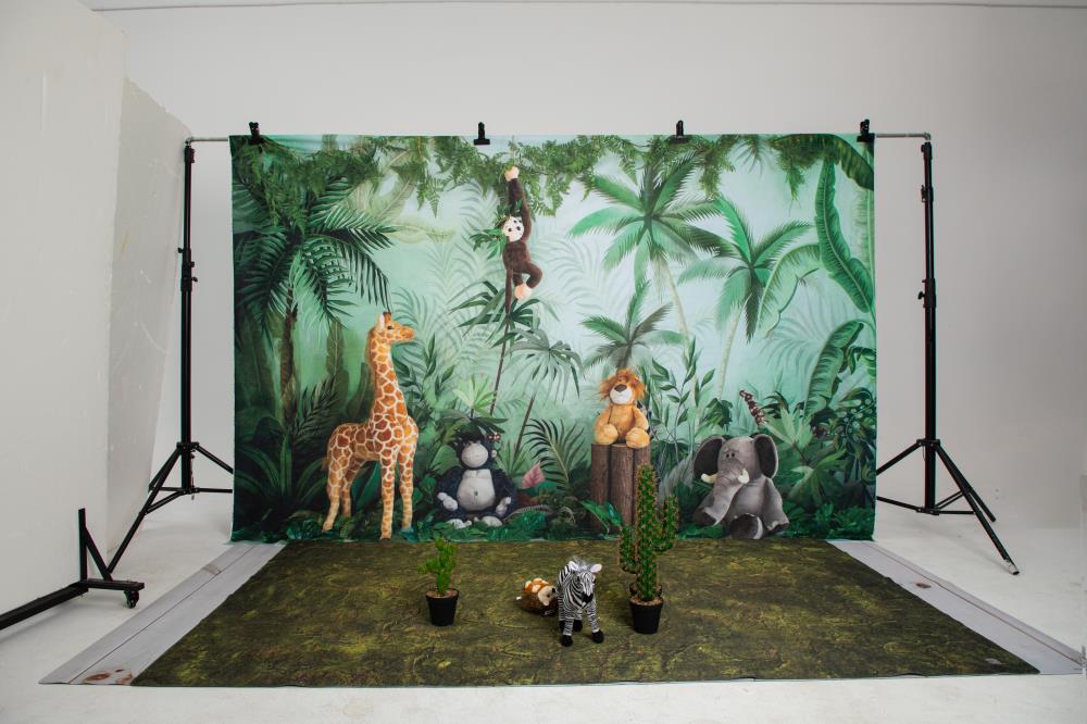 Kate Cake Smash Backdrop Birthday Jungle Animals Designed by Emetselch - Kate Backdrop AU