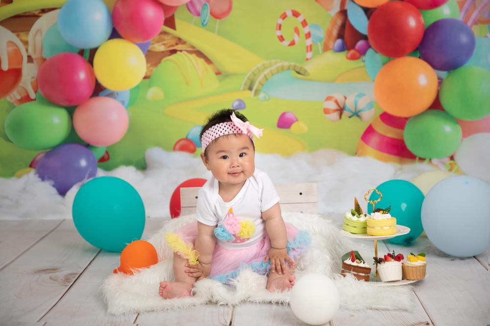 Kate Candy World Colorful Rainbow Balloon Backdrop for Photography - Kate Backdrop AU