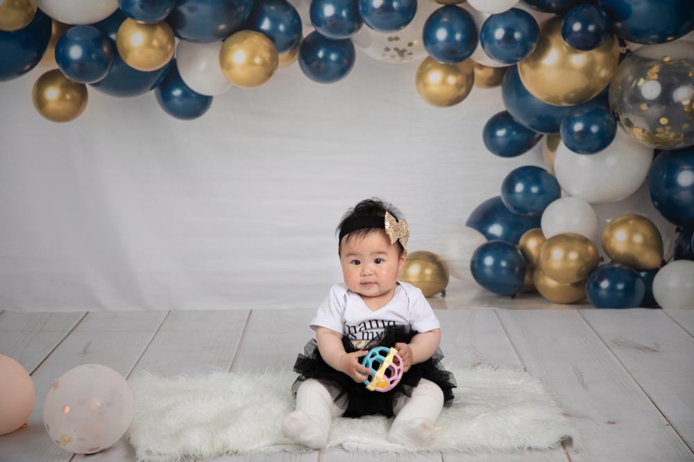 Kate Navy and Gold Balloon Garland Backdrop Designed by Mandy Ringe Photography - Kate Backdrop AU