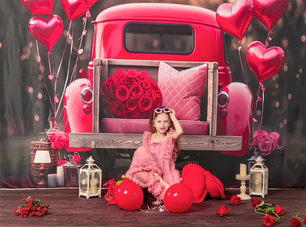 Kate Valentine's Day Love Balloon Truck Backdrop Designed by Chain Photography - Kate Backdrop AU