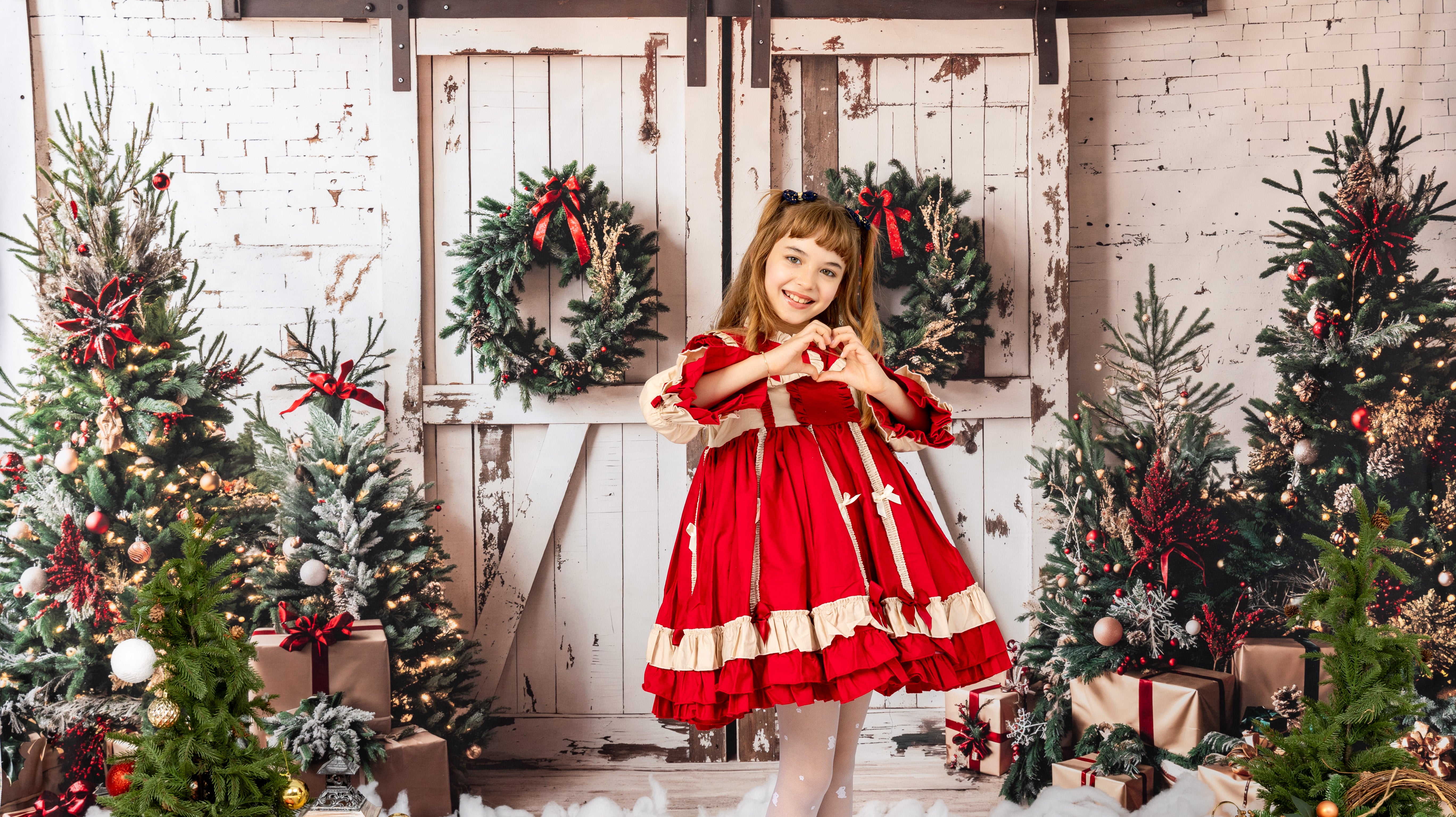 Kate Christmas Backdrop White Shabby Barn Door Designed by Emetselch - Kate Backdrop AU