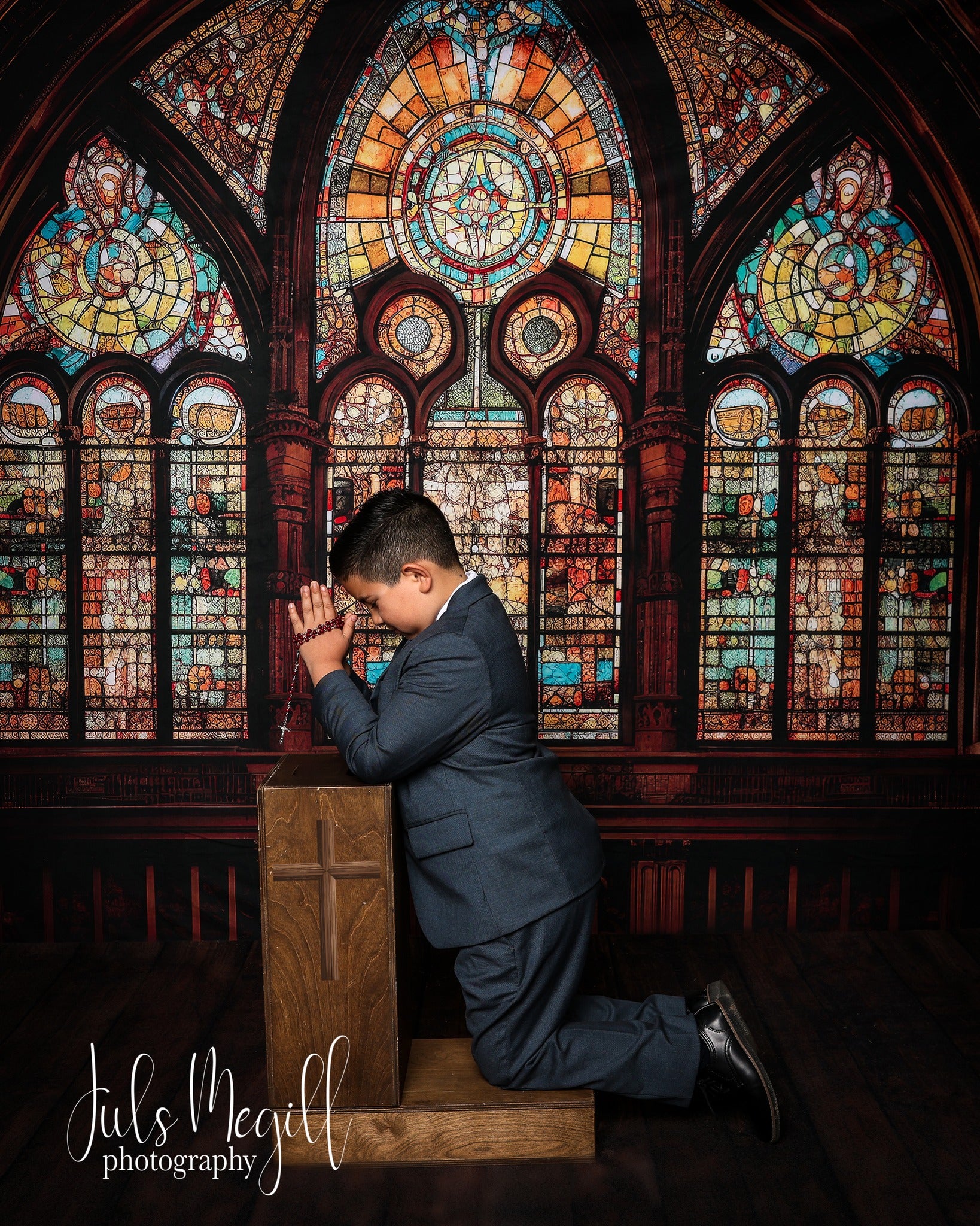 Kate Gothic Arched Stained Glass Window Backdrop Designed by Mandy Ringe Photography - Kate Backdrop AU
