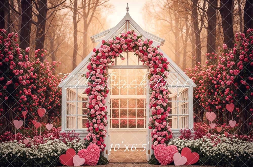 Kate Flower Arch Pink Roses Greenhouse Backdrop Designed by Patty Roberts