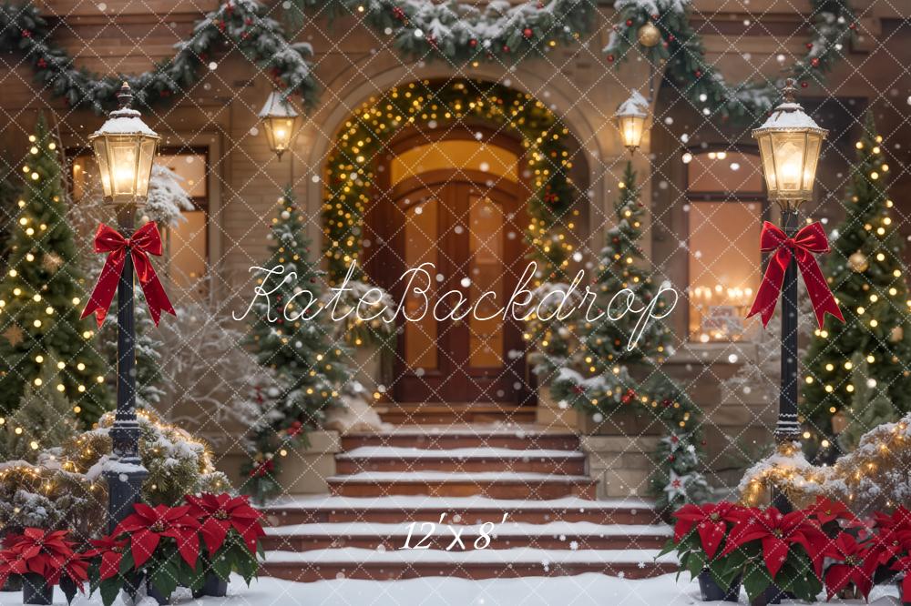 Kate Christmas Snowy Steps Backdrop Designed by Chain