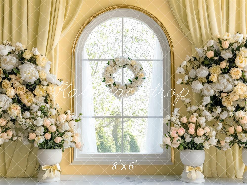 Kate Spring Arch Yellow Window Curtains Backdrop Designed by Mini MakeBelieve - Kate Backdrop AU