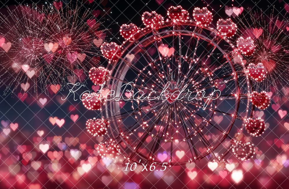 Kate Ferris Wheel Heart Fireworks Bokeh Backdrop Designed by Emetselch