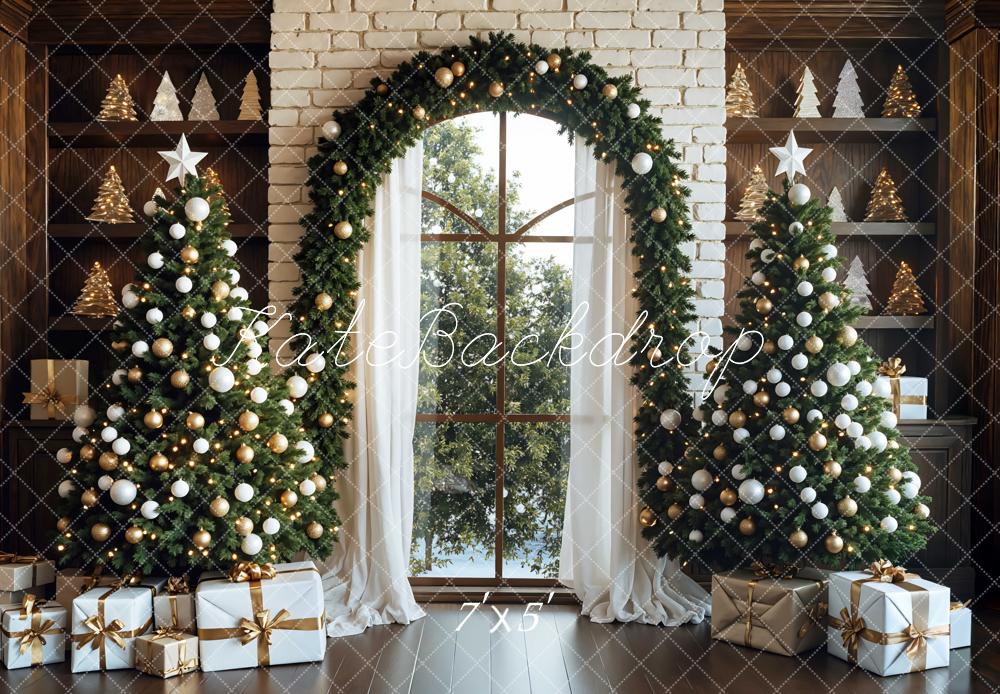Kate Christmas Tree Arch Window Brick Backdrop Designed by Mini MakeBelieve