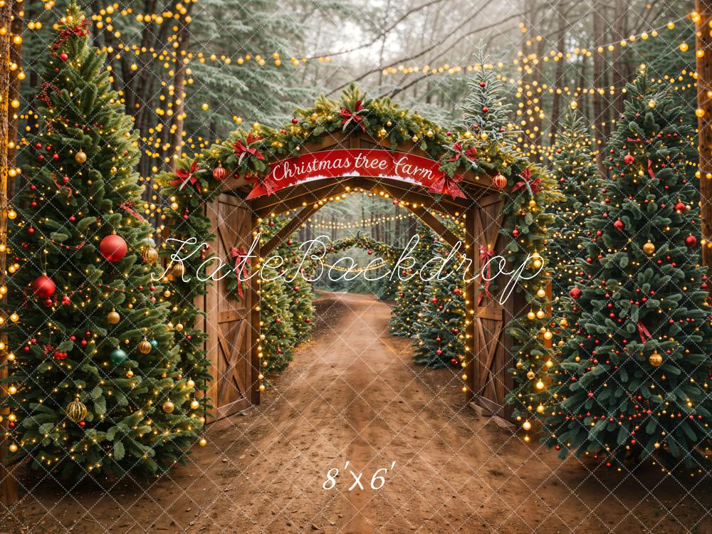 Kate Christmas Tree Farm Arch Backdrop Designed by Emetselch - Kate Backdrop AU