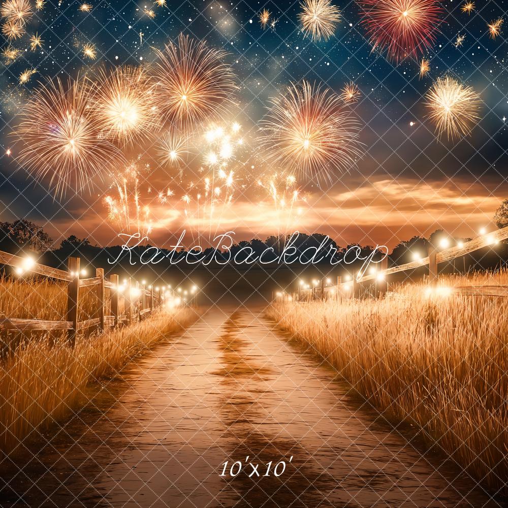 Kate Fireworks Starry Sky Country Lights Backdrop Designed by Emetselch
